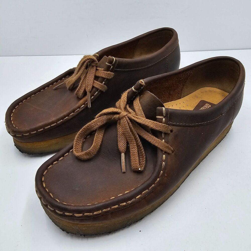 Clarks Originals Wallabee Low Womens 6.5 Beeswax Brown Leather Moc Toe